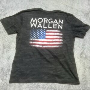 Morgan Wallen T Shirt Men's XL Camo One Night At A Time 2024 American Flag Tour